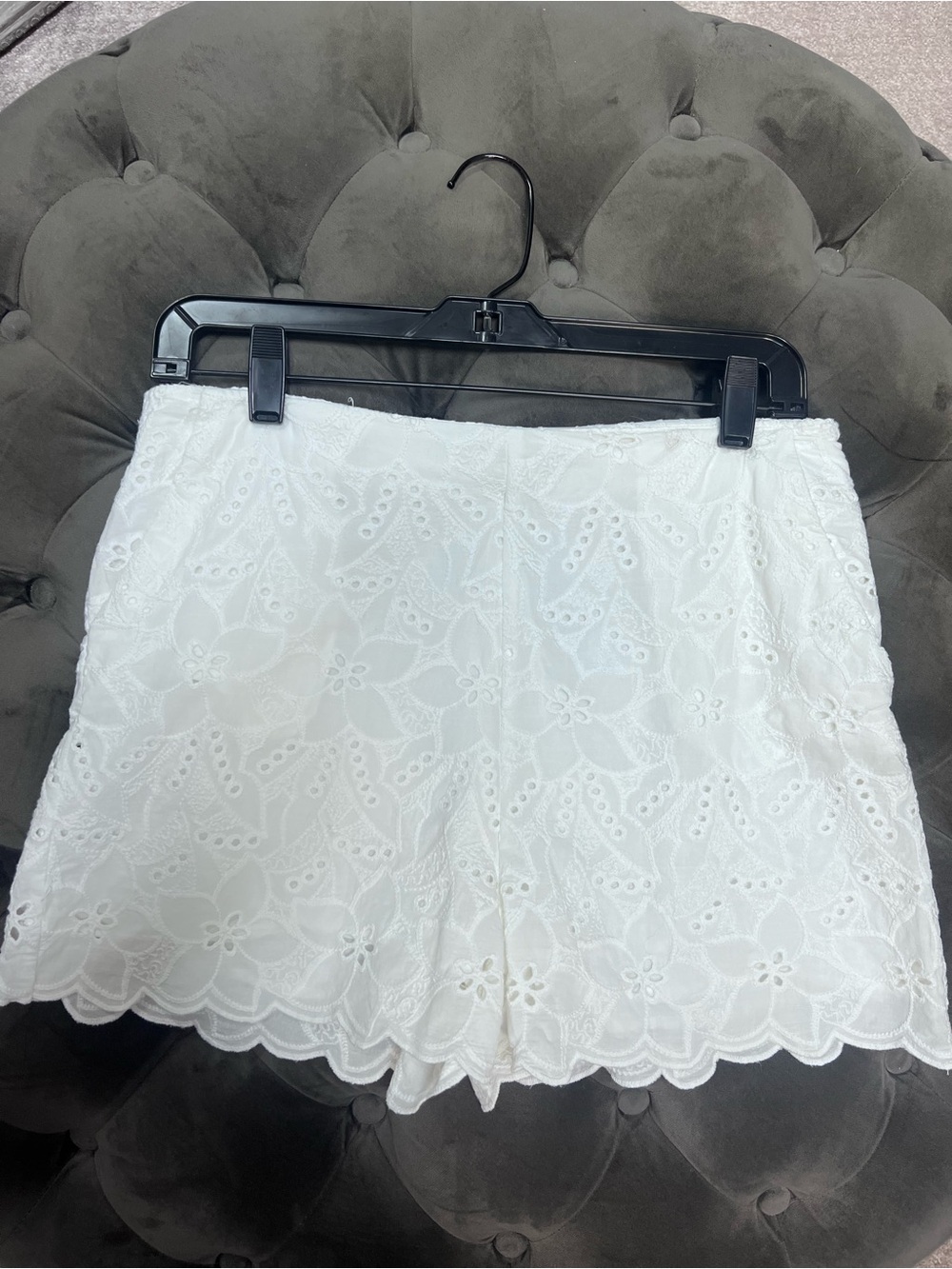 Zara White Eyelet High Waist Shorts